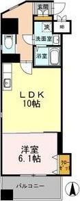 カスタリア志賀本通(1LDK/13階)の間取り写真