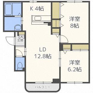 エターナル6(2LDK/1階)の間取り写真