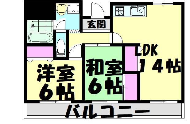 サントピア綾園(2LDK/4階)の間取り写真