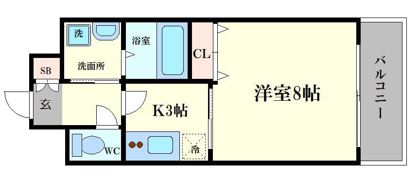 OAK弥栄(1K/2階)の間取り写真