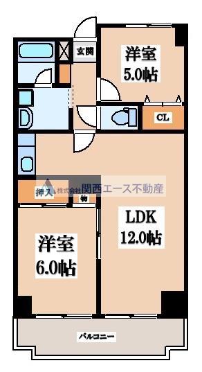 友井グレイス(2LDK/10階)の間取り写真