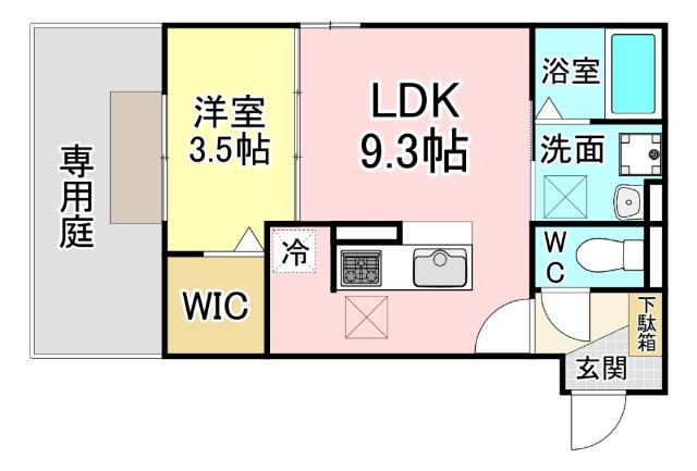 D-ROOM下富野(1LDK/1階)の間取り写真
