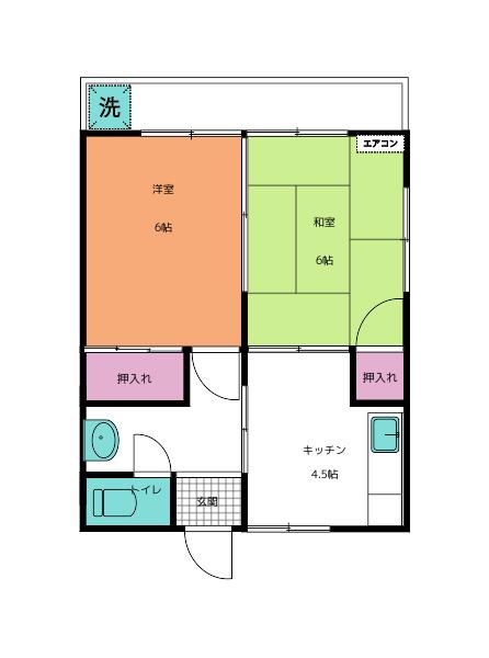 かおり荘(2DK/2階)の間取り写真