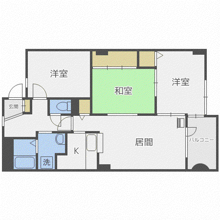 シェスタ麻生館(3LDK/6階)の間取り写真