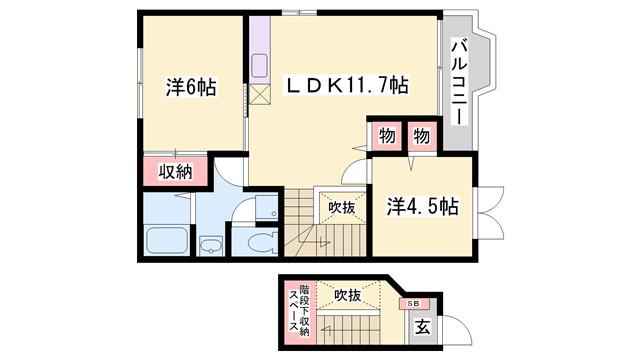 フォレスト原田(2LDK/2階)の間取り写真