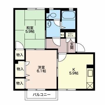 フレグランス花みづきA(2DK/2階)の間取り写真