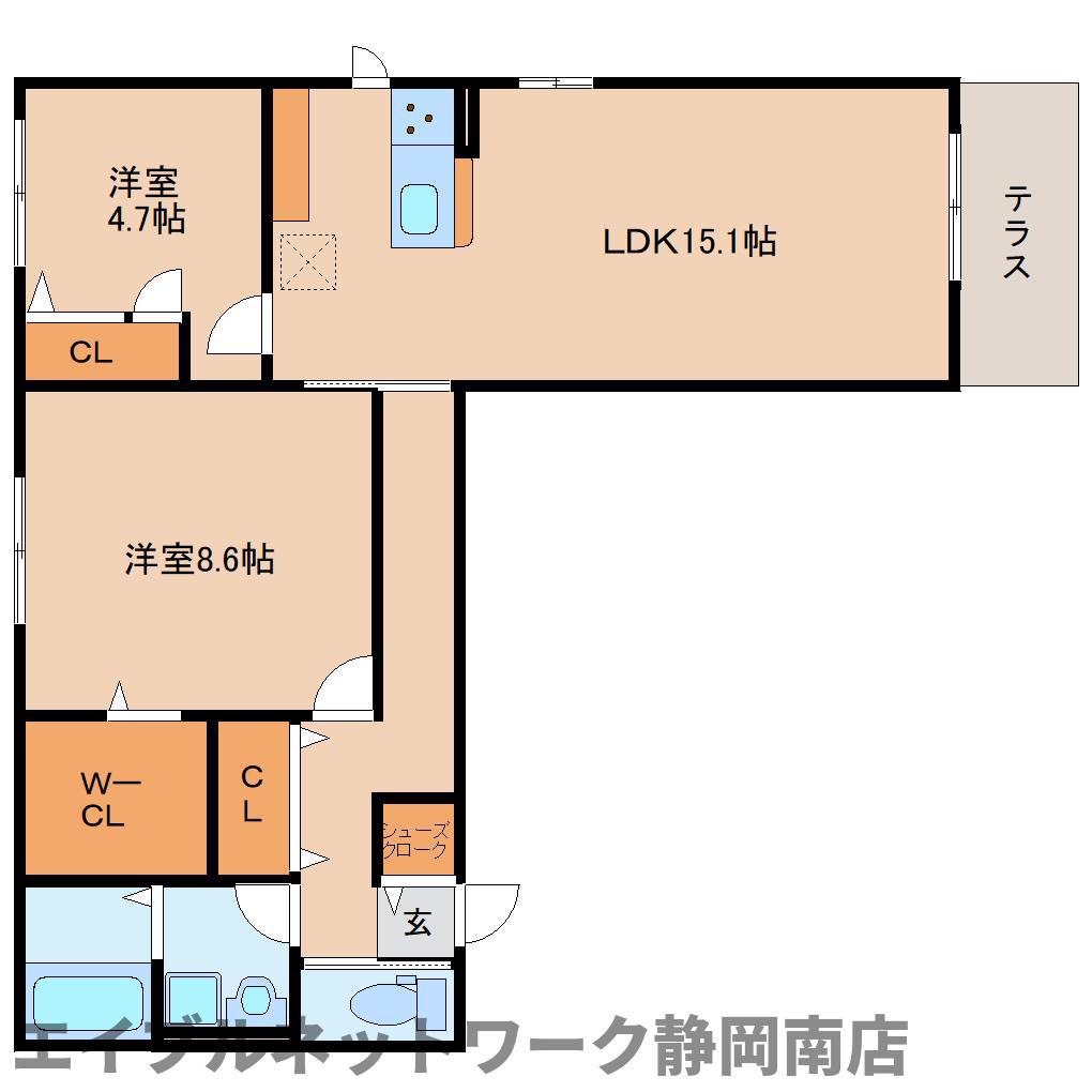 KOMOREBI GARDEN中田本町B(2LDK/1階)の間取り写真