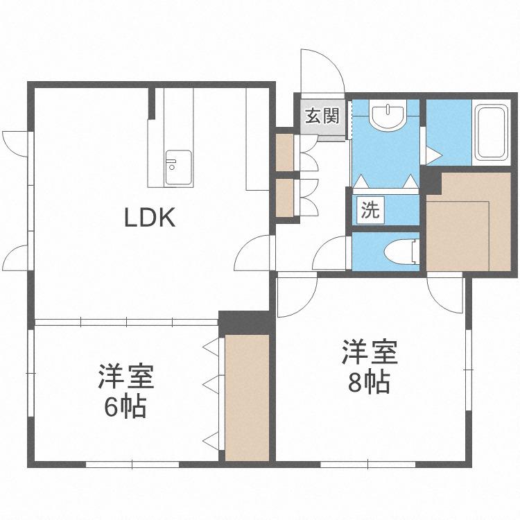 ミルフイユ(2LDK/1階)の間取り写真