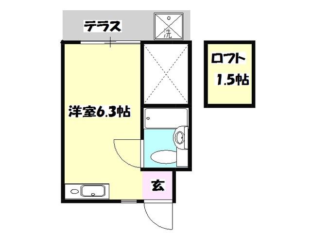 ベルポアン新丸子(ワンルーム/1階)の間取り写真
