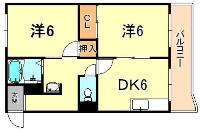 昭郷ツインハイツAB(2DK/1階)の間取り写真