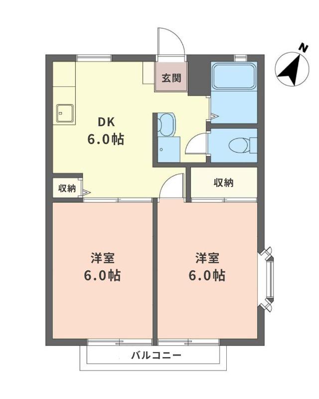 ホーユーハイツB(2DK/2階)の間取り写真
