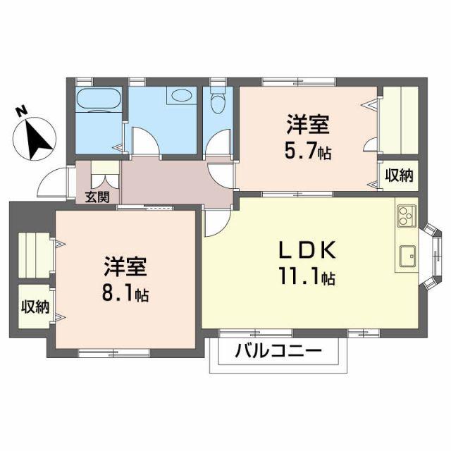 ファミールアルファ B(2LDK/2階)の間取り写真