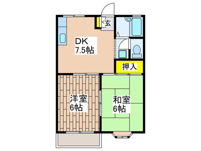 エスポワール(2DK/1階)の間取り写真