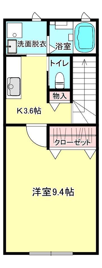 ノース UP II(1K/2階)の間取り写真