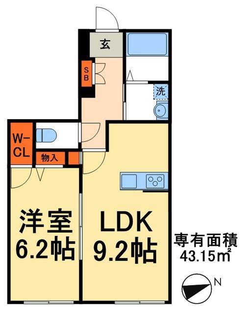 ブライトシリウス(1LDK/1階)の間取り写真