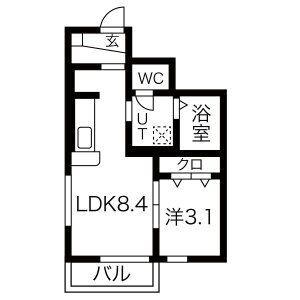 FOLUNA I・II(1LDK/1階)の間取り写真