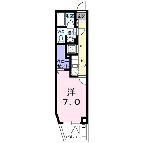 大和ステーションヒルズ弐番館(1K/6階)の間取り写真