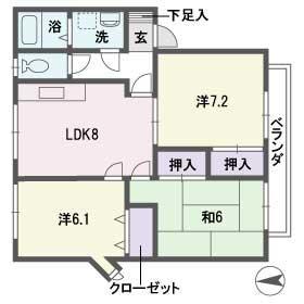 レピュート柴田(3LDK/1階)の間取り写真