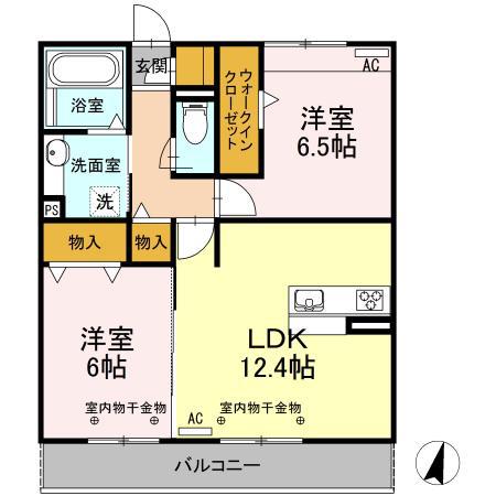 RECENTE和田 B棟(2LDK/2階)の間取り写真