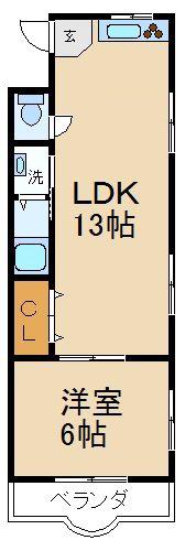 コンフォート大利(1LDK/1階)の間取り写真