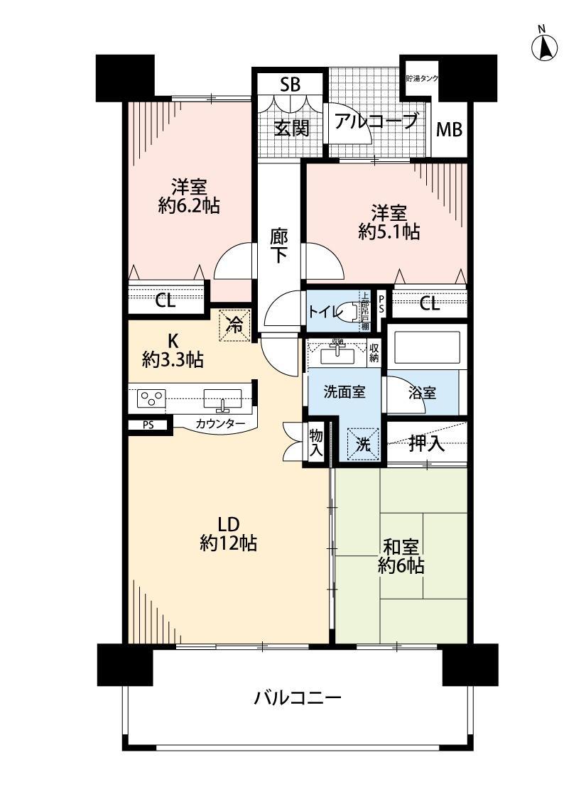 ラフィーネ上田アグゼ(3LDK/11階)の間取り写真