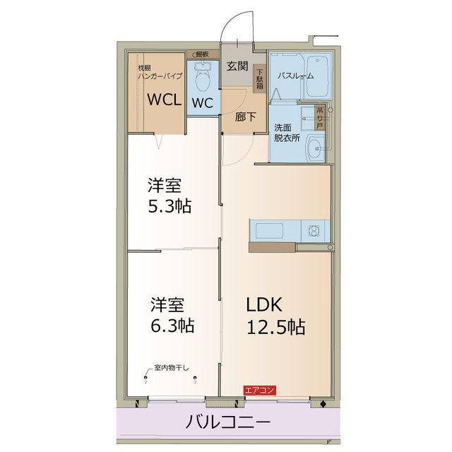 ザ・レジデンス坂本(2LDK/2階)の間取り写真