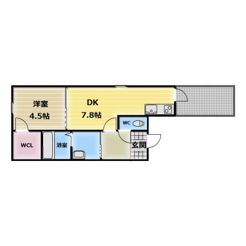 フジパレス新深江VII番館(1DK/1階)の間取り写真