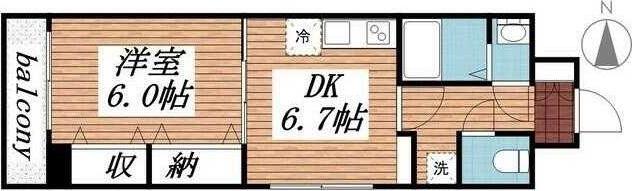 橘ビル(1DK/3階)の間取り写真