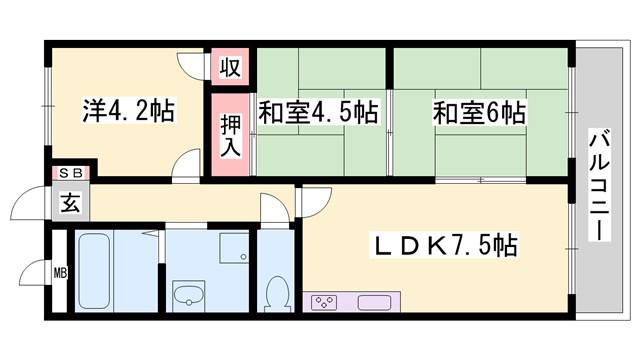 リゾティ英賀保(3LDK/3階)の間取り写真