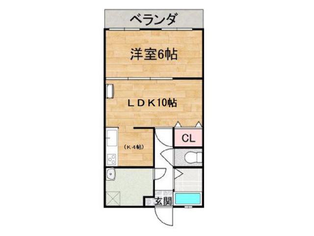 岩瀬ビル(1LDK/4階)の間取り写真
