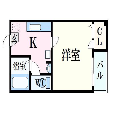 ハイエスト 田町(1K/3階)の間取り写真