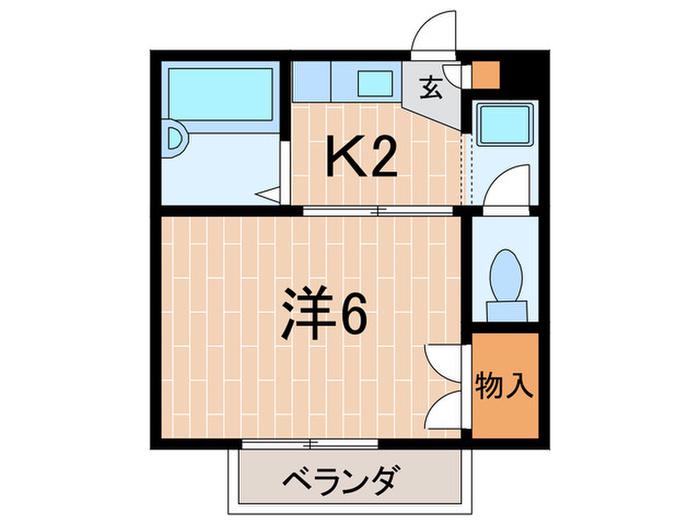 カーサ仁川II(1K/2階)の間取り写真