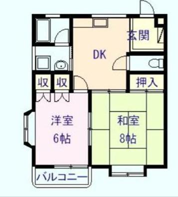 カーサ宮下(2DK/1階)の間取り写真