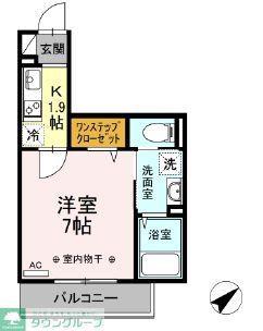 クレール藤沢II(1K/2階)の間取り写真
