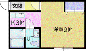 ポプリ末広1丁目A(1K/2階)の間取り写真