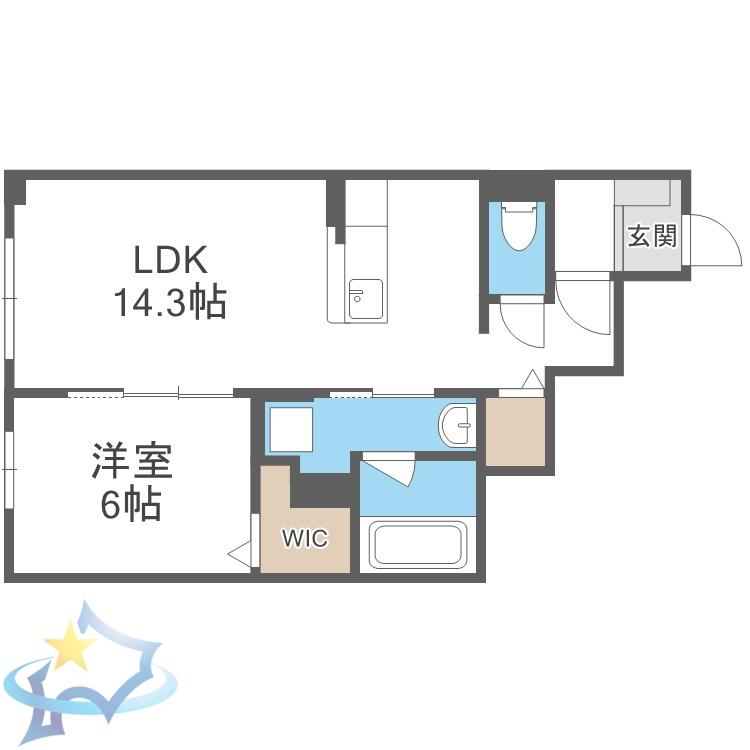 フラワーマンション中央図書館前(1LDK/1階)の間取り写真