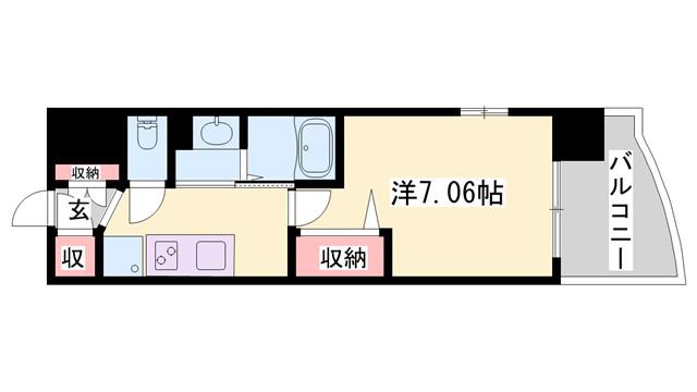 LUXE姫路(1K/3階)の間取り写真