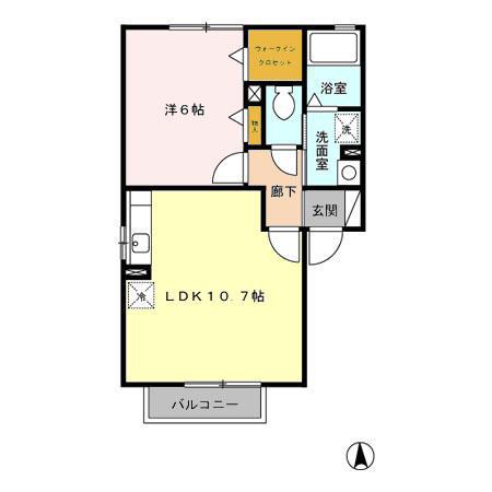 アクティブ(1LDK/2階)の間取り写真