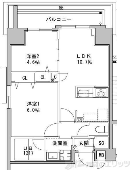 S-RESIDENCE押上CLAIR(2LDK/11階)の間取り写真