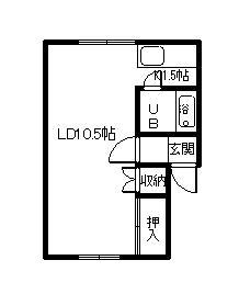 サンハイツ(ワンルーム/2階)の間取り写真