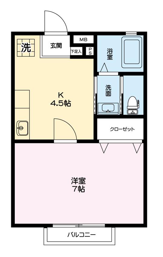 ロイヤルレジデンス(1DK/1階)の間取り写真