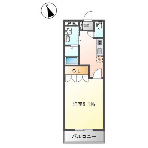 クレストール(1K/1階)の間取り写真