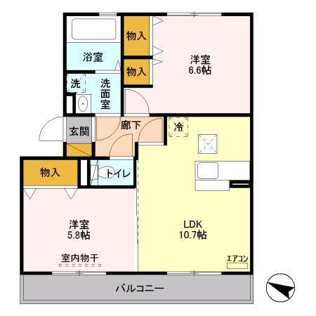 ボヌールおおたかの森I(2LDK/1階)の間取り写真