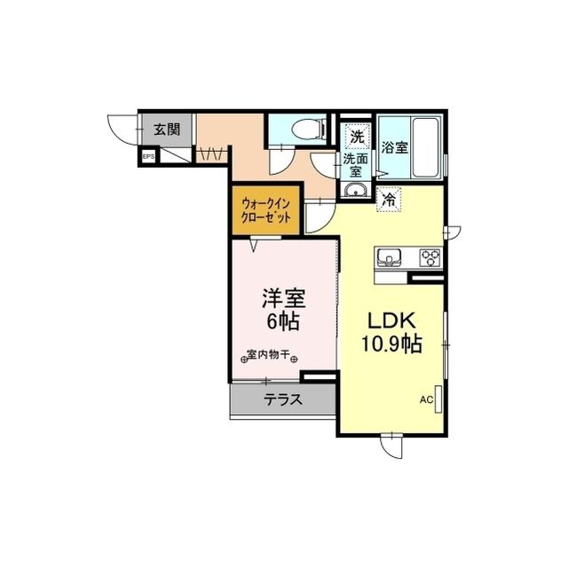 D-ROOM MONTEE AMOUR 2ND(1LDK/2階)の間取り写真