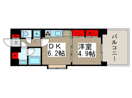 T.OBLDG1ST(1DK/2階)の間取り写真