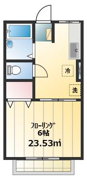 シティハイム リーベンハイツII(1K/2階)の間取り写真