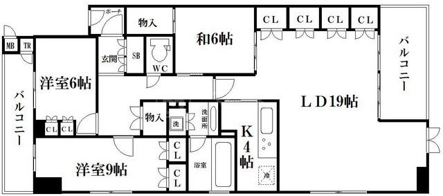 ヴァンデュールアッシュ南船場(3LDK/10階)の間取り写真