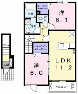 グリーンガーデンV(2LDK/2階)の間取り写真