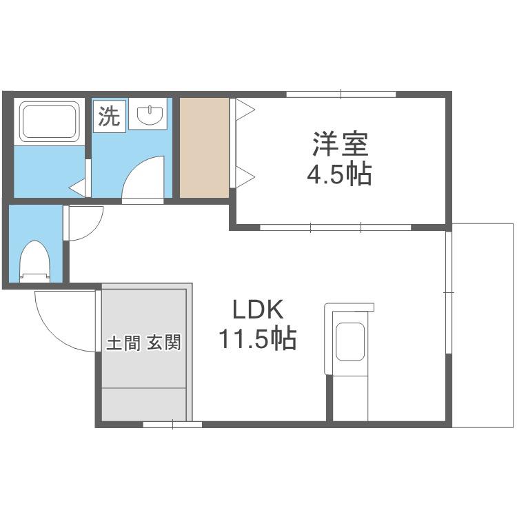 アトリア月寒(1LDK/1階)の間取り写真