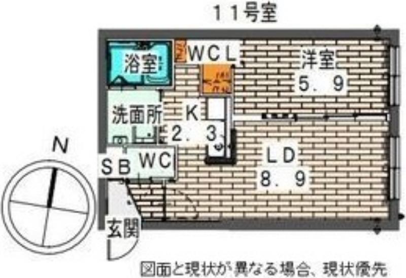 ELLE CUBE学園前(1LDK/1階)の間取り写真